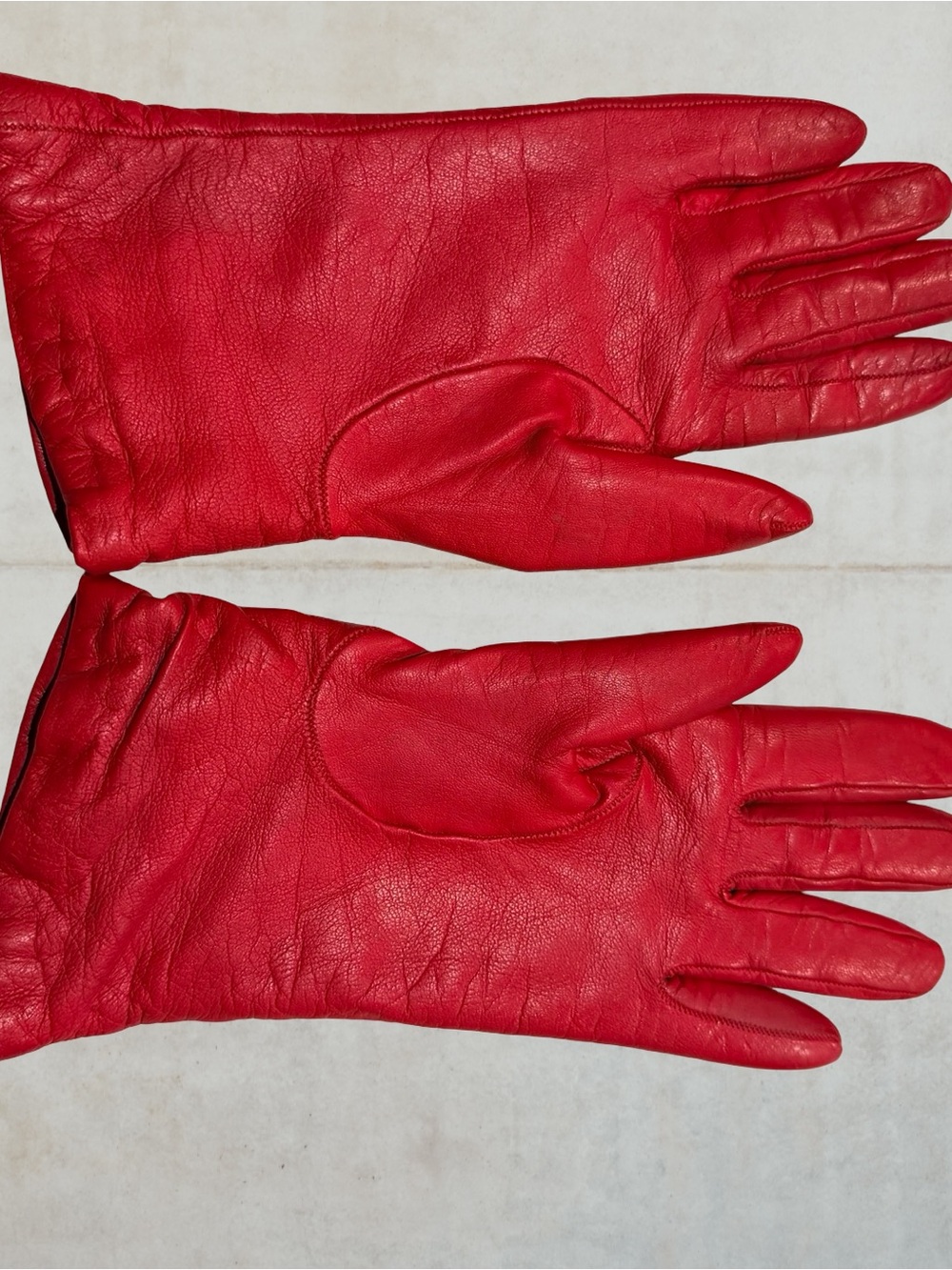 Saks Fifth Avenue Red Genuine Leather Dress Gloves Vintage Size 6 S/XS Women - Picture 3 of 5